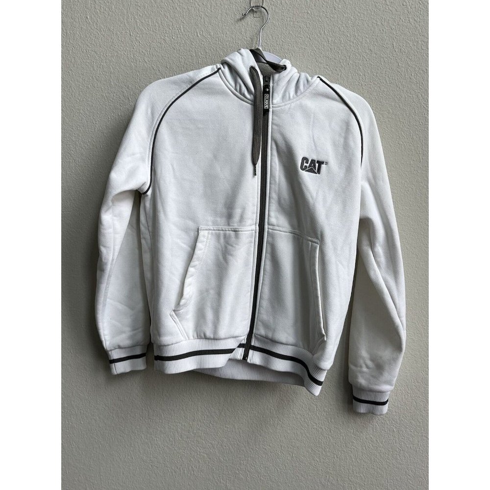 White CAT women's Hoodie Full Zip‎ Sweatshirt Small Clique NWOT